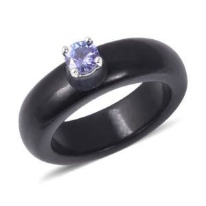 NWT Burmese Black Jade,AAA Premium Tanzanite,Ring